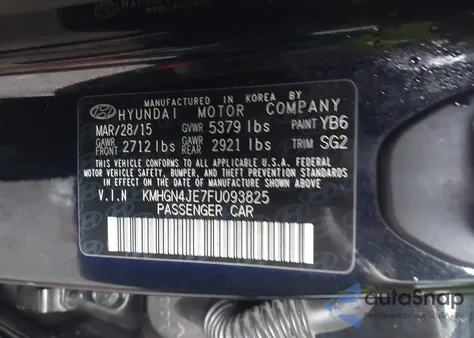 2015 Hyundai Genesis 3.8 z USA, uszkodzony, nr VIN KMHGN4JE7FU093825